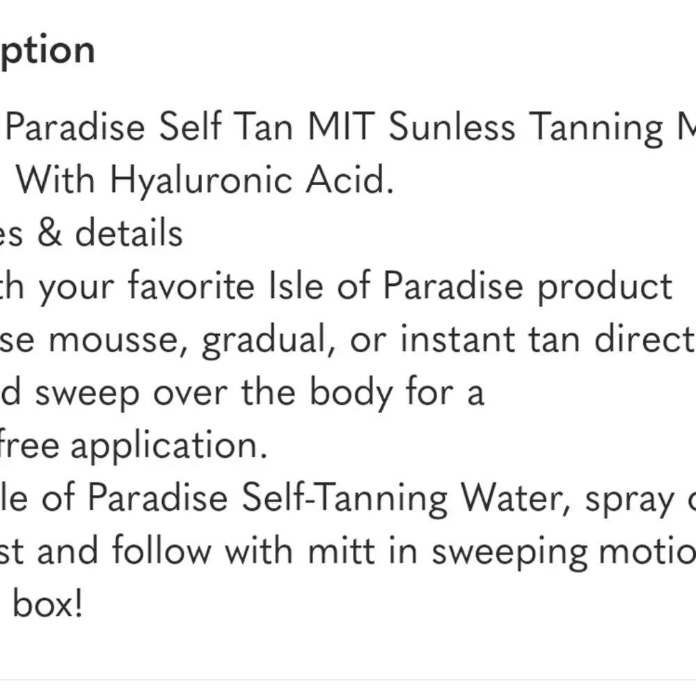 Isle of Paradise Vegan Self Tan Applicator Sunless Tanning Mitt